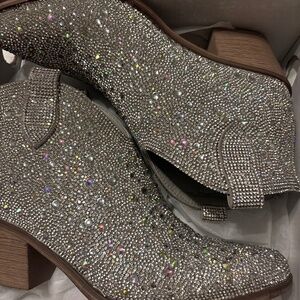 pierre dumas western rhinestone booties